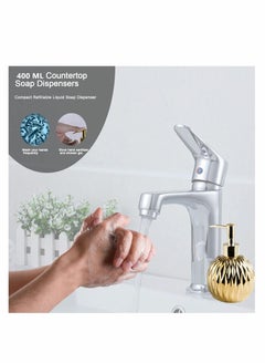 Y&D Gold Soap Dispenser with Ceramic Pump Bottle for Bathroom Elegant Hand Shower,400ML (Gold)  - Image 5