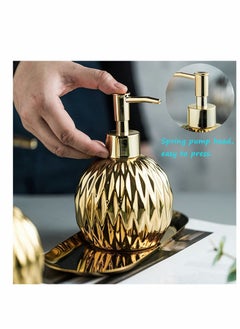 Y&D Gold Soap Dispenser with Ceramic Pump Bottle for Bathroom Elegant Hand Shower,400ML (Gold)  - Image 4