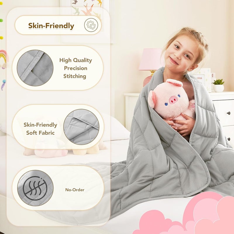 CuteKing بطانية كيويت كينغ الموزونة - بطانية موزونة مع خرز زجاجي فاخر - بطانية ثقيلة قابلة للتنفس لنوم مريح - بطانية سميكة لجميع الفصول (10 أرطال، 48 × 72 بوصة، رمادي فاتح) - Image 5
