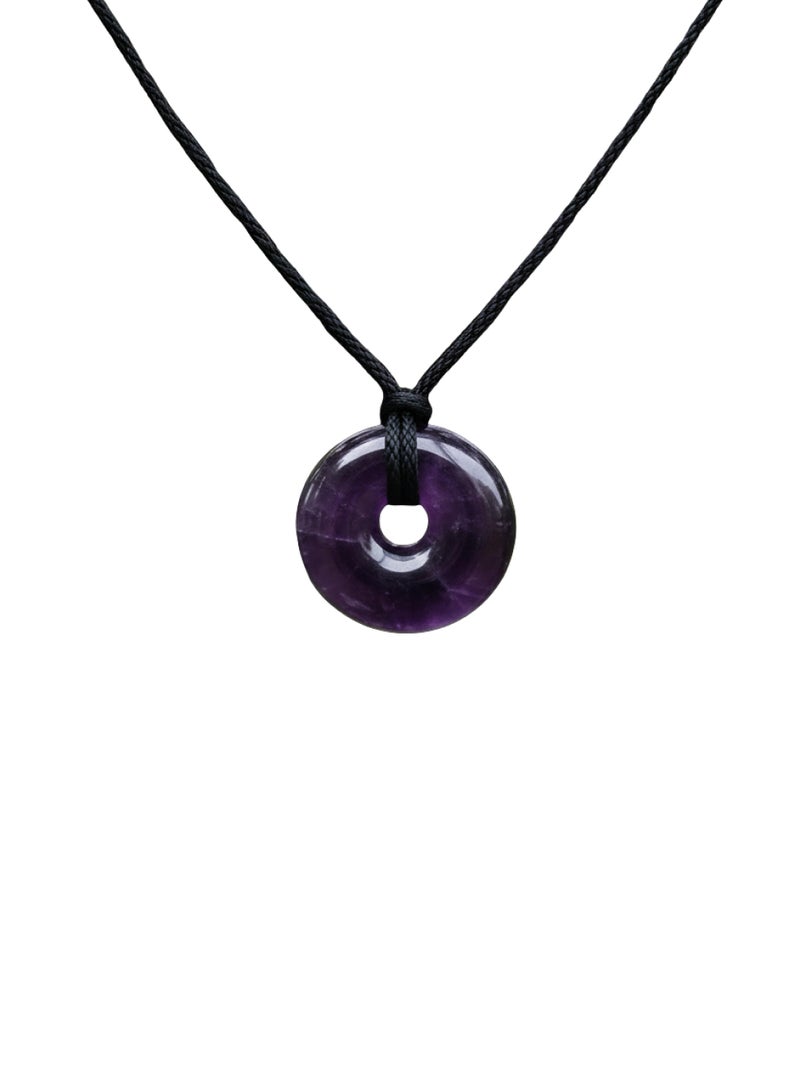 British Fossils Donut Pendant 6Mm Amethyst Necklace - Image 1
