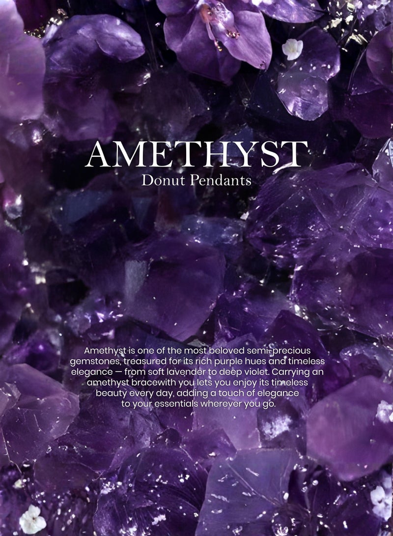 British Fossils Donut Pendant 6Mm Amethyst Necklace - Image 2