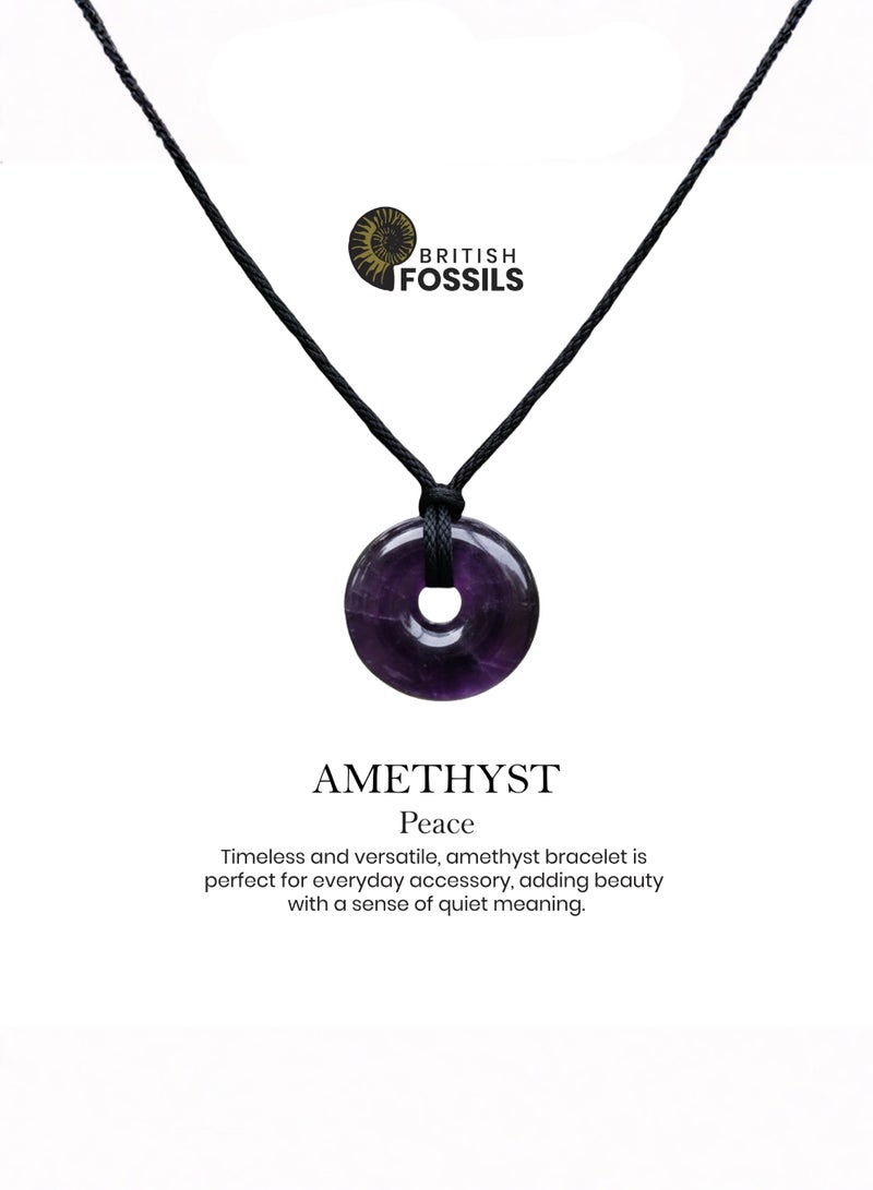 British Fossils Donut Pendant 6Mm Amethyst Necklace - Image 4