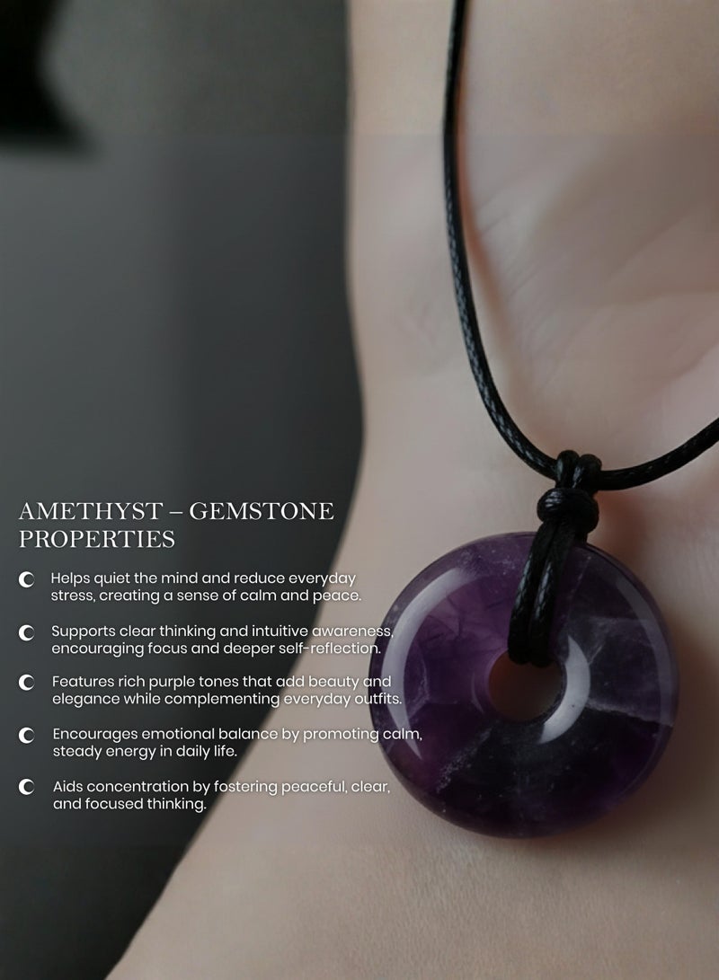 British Fossils Donut Pendant 6Mm Amethyst Necklace - Image 5