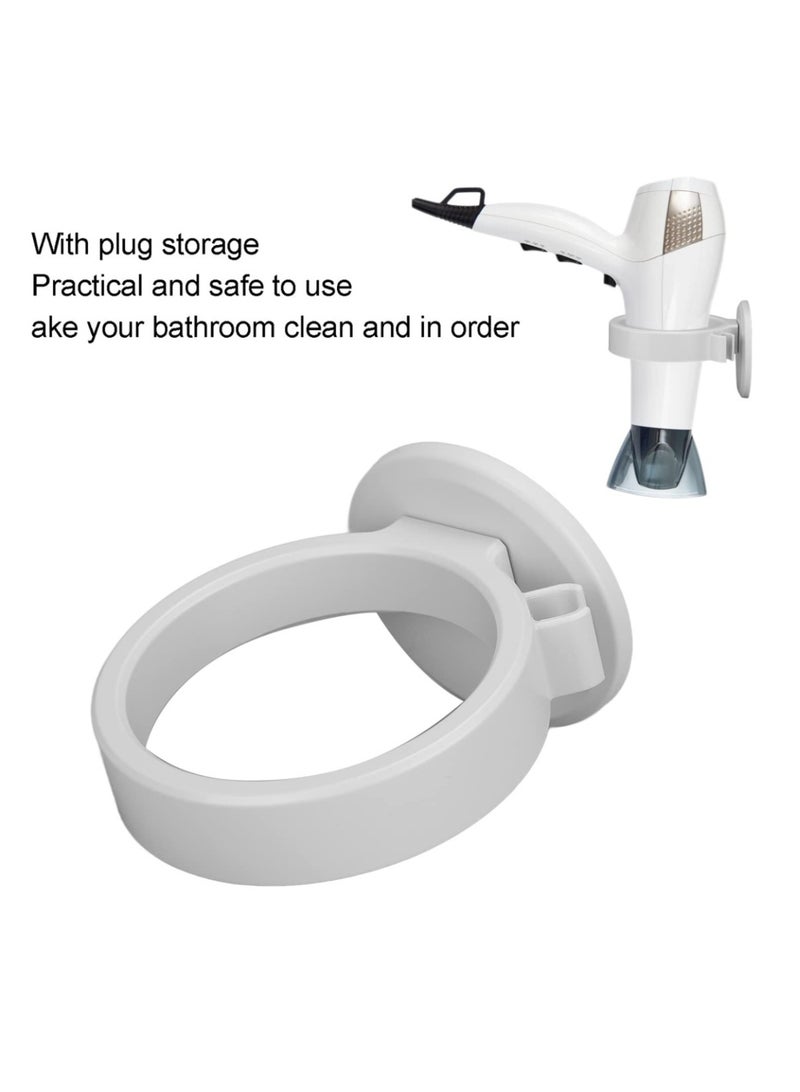 Abania Hair Dryer Holder Rack, Self Adhesive Space Saving Hair Dryer Storage Organizer for Bathroom, Special Structure Design with Plug Storage,White - Image 5