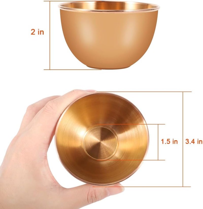 Amytalk 10 Pack 33inch Stainless Steel Sauce Dishes Mini Individual Saucers Bowl Round Seasoning Dishes Sushi Dipping Bowl Appetizer Plates Champagne Gold - Image 2