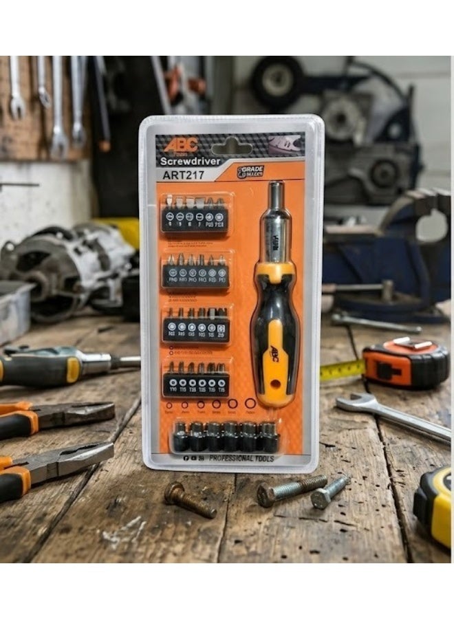 Professional Screwdriver Set 31 Pcs - ABC - Model ART217 - Black & Yellow