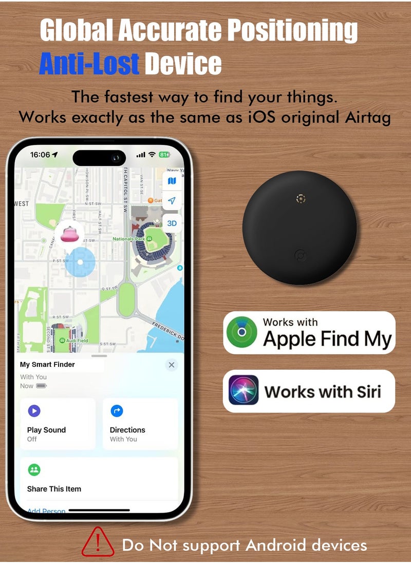 XQOOPS - XQOOPS Smart Tracker Item Finder for Apple Find My (iOS Only), Super MINI Size Key Finder Item Locator for Luggage,Wallet,Bicycle and More, IPX6 Waterproof Works Like Apple Airtag(Black-1 Pack) - Image 1