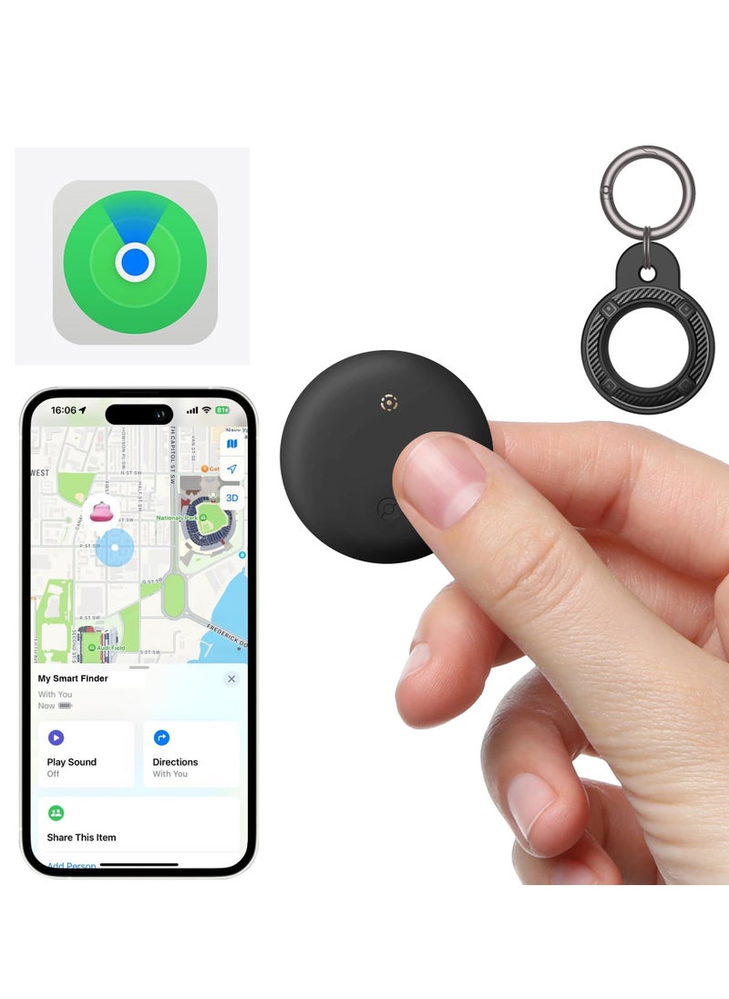 XQOOPS - XQOOPS Smart Tracker Item Finder for Apple Find My (iOS Only), Super MINI Size Key Finder Item Locator for Luggage,Wallet,Bicycle and More, IPX6 Waterproof Works Like Apple Airtag(Black-1 Pack) - Image 1