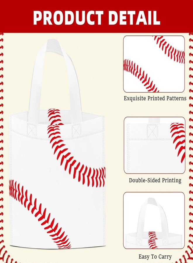 KERINGO 24 PCS Baseball Non-Woven Party Favor Bags with Handles Baseball Party Favor Bags Goodie Treat Candy Bag for Sports Theme Party Birthday 7.87 x 7.87 Inch - Image 4