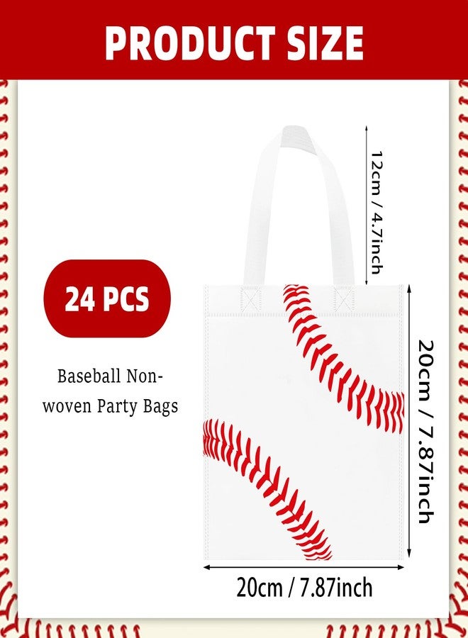 KERINGO 24 PCS Baseball Non-Woven Party Favor Bags with Handles Baseball Party Favor Bags Goodie Treat Candy Bag for Sports Theme Party Birthday 7.87 x 7.87 Inch - Image 3