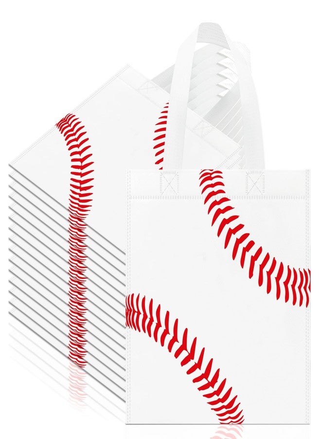 KERINGO 24 PCS Baseball Non-Woven Party Favor Bags with Handles Baseball Party Favor Bags Goodie Treat Candy Bag for Sports Theme Party Birthday 7.87 x 7.87 Inch - Image 1