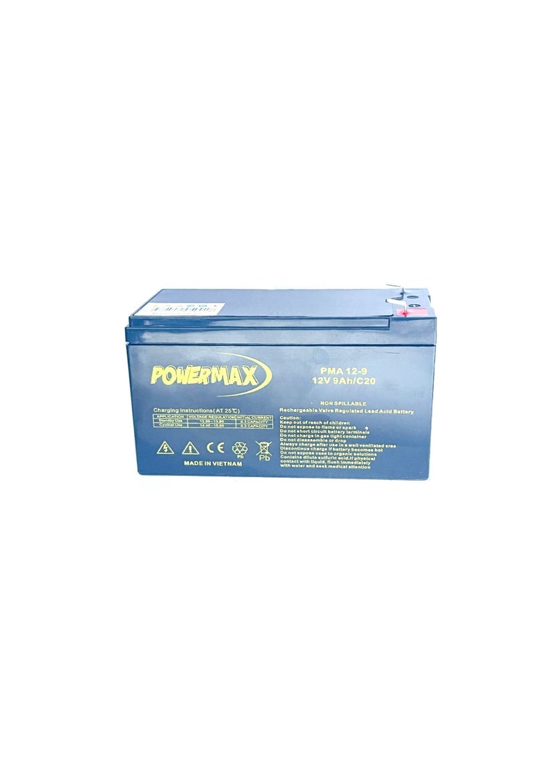 Power Max PowerMax PMA12-9 Rechargeable Battery – 12V 9Ah VRLA, Non-Spillable - Image 2