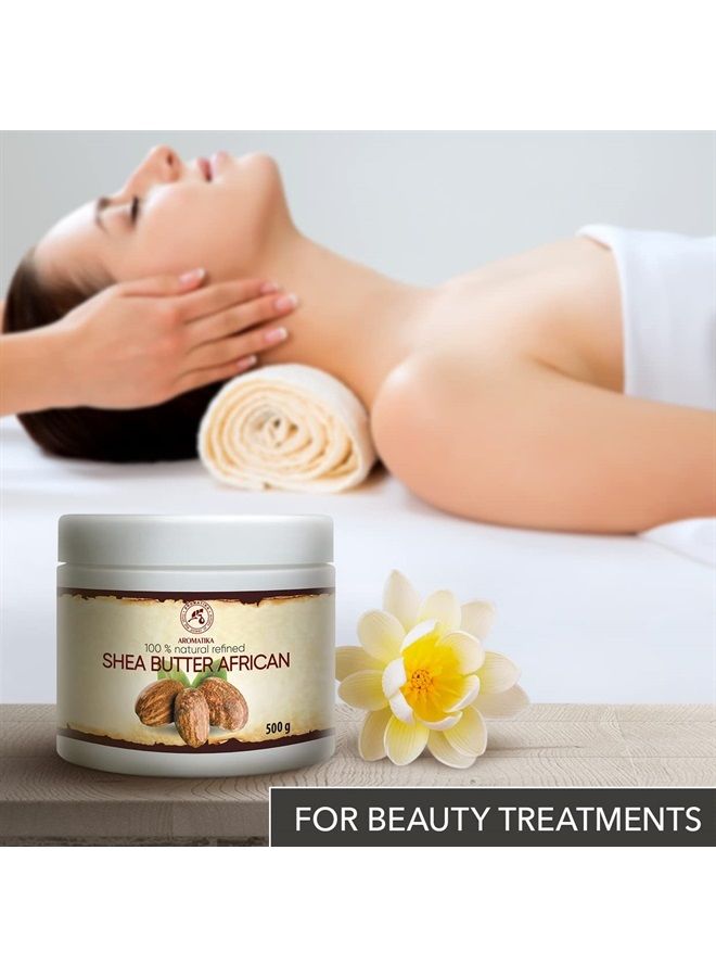 Aromatika Refined Shea Butter 17.5 Oz (500g) - Ghana - 100% Natural & Pure Shea Butter for Body Care - Hair - Face - Body Butter - Butyrospermum Parkii -SHORT LIFE