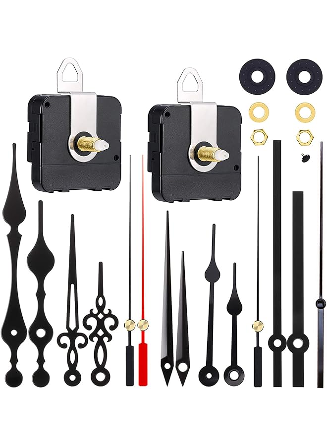 The Bros 2 Pieces High Torque Long Shaft Clock Movement Mechanism with 5 Different Pairs of Hands DIY Clock Repair Parts Replacement - Image 1