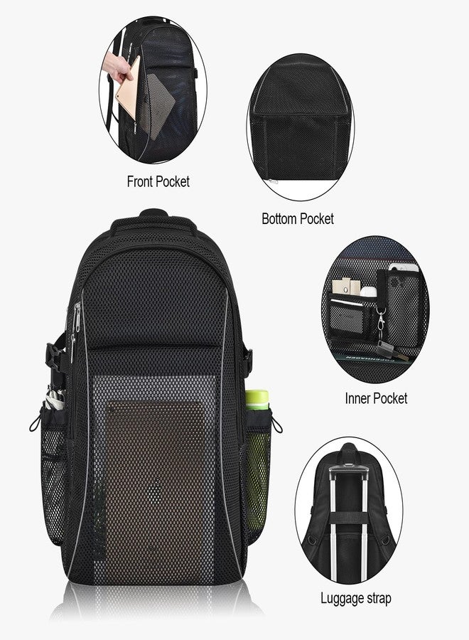 USPECLARE Heavy Duty X-Large Mesh Backpacks for Adults,Semi-Transparent college Backpacks with Rain cover for School, Beach, and Travel (X-Large) - Image 3
