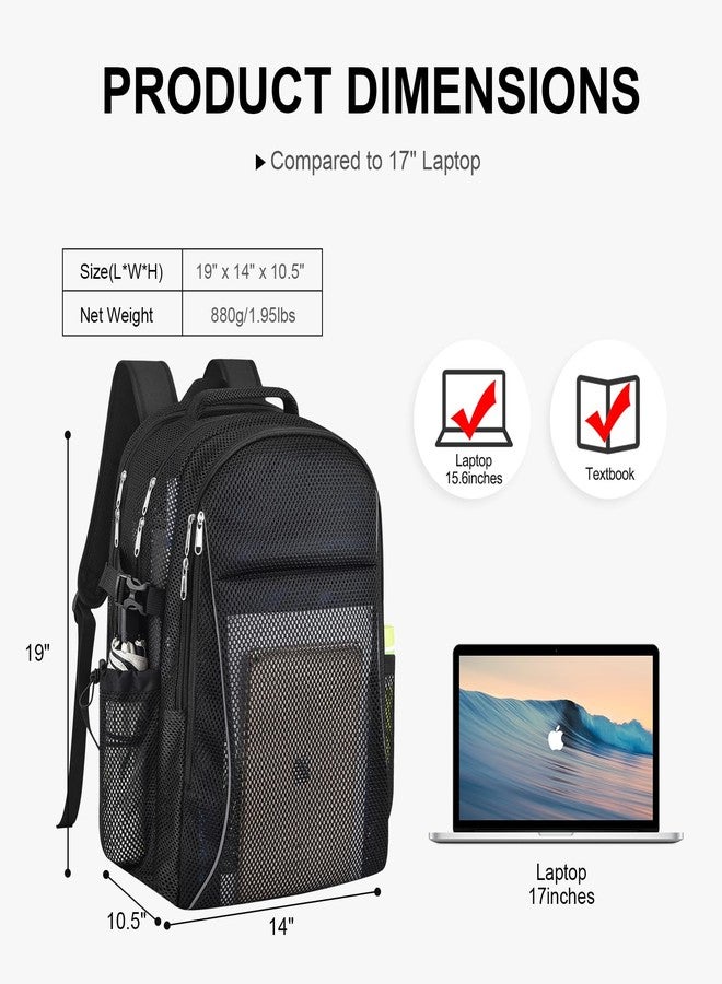USPECLARE Heavy Duty X-Large Mesh Backpacks for Adults,Semi-Transparent college Backpacks with Rain cover for School, Beach, and Travel (X-Large) - Image 2