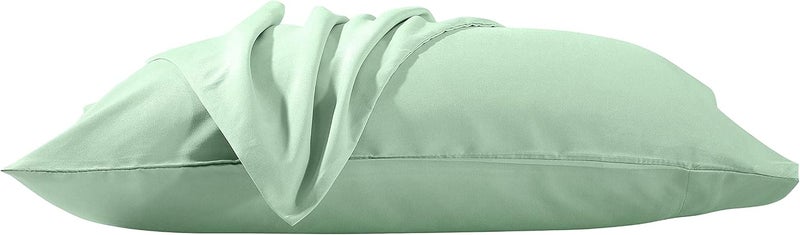 EVOLIVE Ultra Soft Brushed Microfiber King Size 20"x40" Pillowcases Pair with Envelope Clousure Set of 2 (20"x40" King, Mint) - Image 3