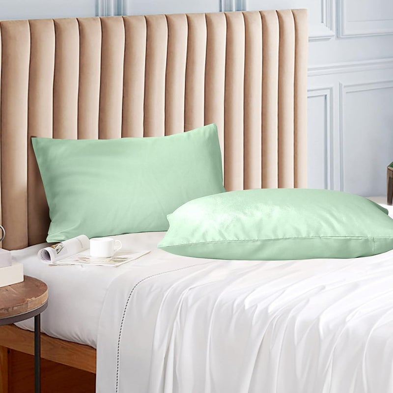 EVOLIVE Ultra Soft Brushed Microfiber King Size 20"x40" Pillowcases Pair with Envelope Clousure Set of 2 (20"x40" King, Mint) - Image 2