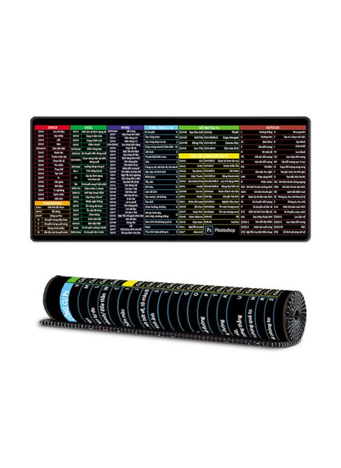 Multilingual Shortcut Mouse Pad Office Oversized Lock Edge Desktop Non-Slip Computer Mouse Pad For One Generation-Color:300*800*2 Mm-Pattern:Vietnamese [word+excel+office+ps+cad]