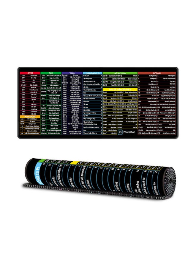 Generic - Multilingual Shortcut Mouse Pad Office Oversized Lock Edge Desktop Non-Slip Computer Mouse Pad For One Generation-Color:300*800*2 Mm-Pattern:Vietnamese [word+excel+office+ps+cad] - Image 1
