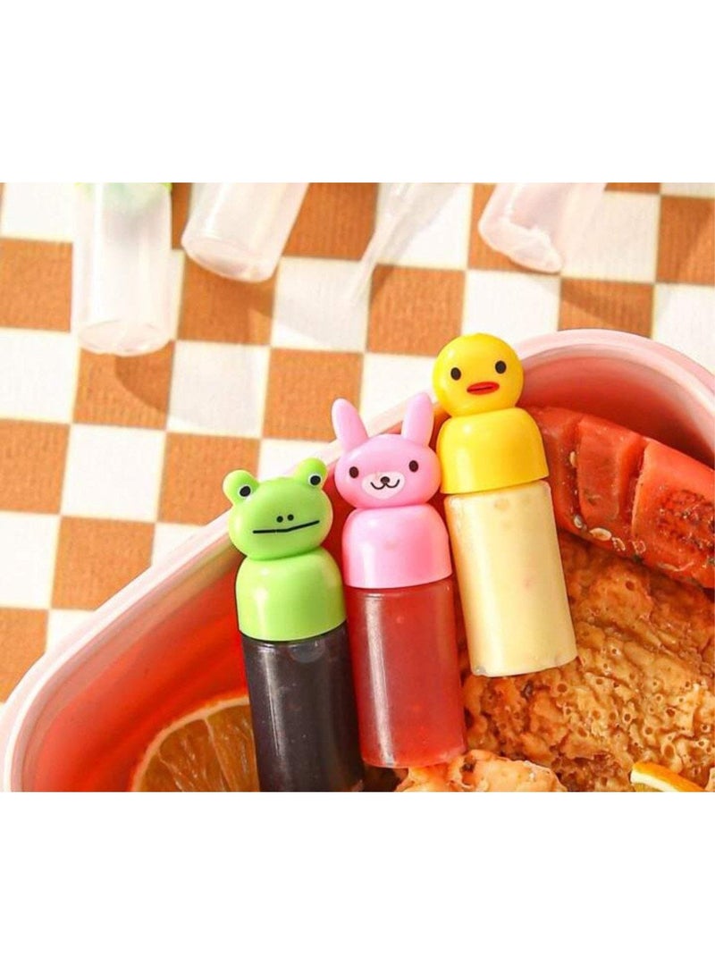 عبوات صوص صغيرة بغطاء أشكال حيوانات لطيفة – زجاجات تعبئة صوص ولانش بوكس للأطفال – آمنة وسهلة الاستخدام وقابلة لإعادة الاستخدام - Image 3