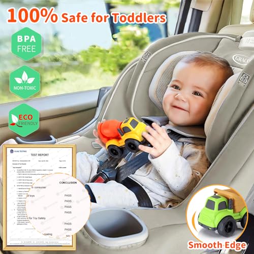 UOYLEYVN ألعاب أطفال صغار لولد عمره 2 سنة، ألعاب شاحنة تفريغ وم mixer أسمنت، خالية من BPA، خالية من الفثالات، PVC، ألعاب خارجية للأطفال 2-3، سيارات ألعاب مثالية للأطفال 2 3 4 سنوات هدية عيد الميلاد أو عيد الميلاد، - Image 3