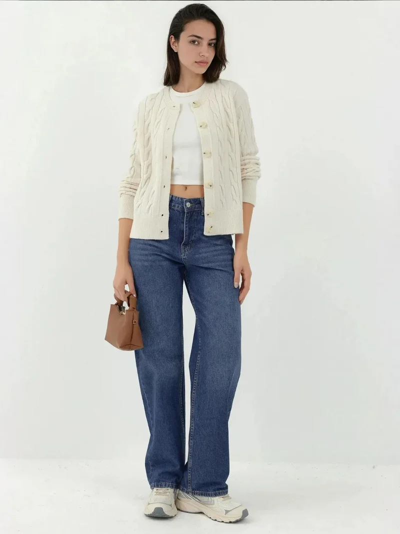 HICCUP Hair Braid Buttoned Cardigan