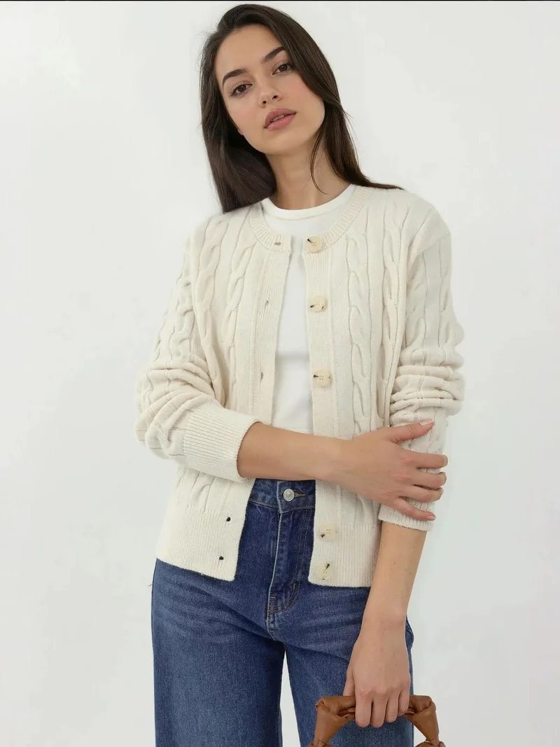 HICCUP Hair Braid Buttoned Cardigan