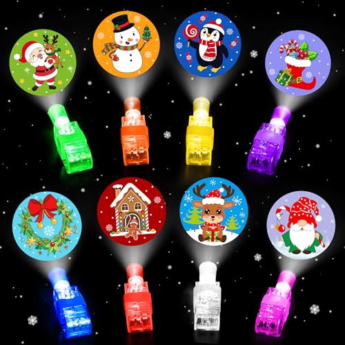 HALOGATE Christmas Party Favors for Kids 40 Pcs Finger Lights Christmas Goodie Bag Stuffers LED Finger Lights Bulk Stocking Stuffers Non Candy Gifts Classroom Prizes for Kids Xmas Party Supplies - Image 1
