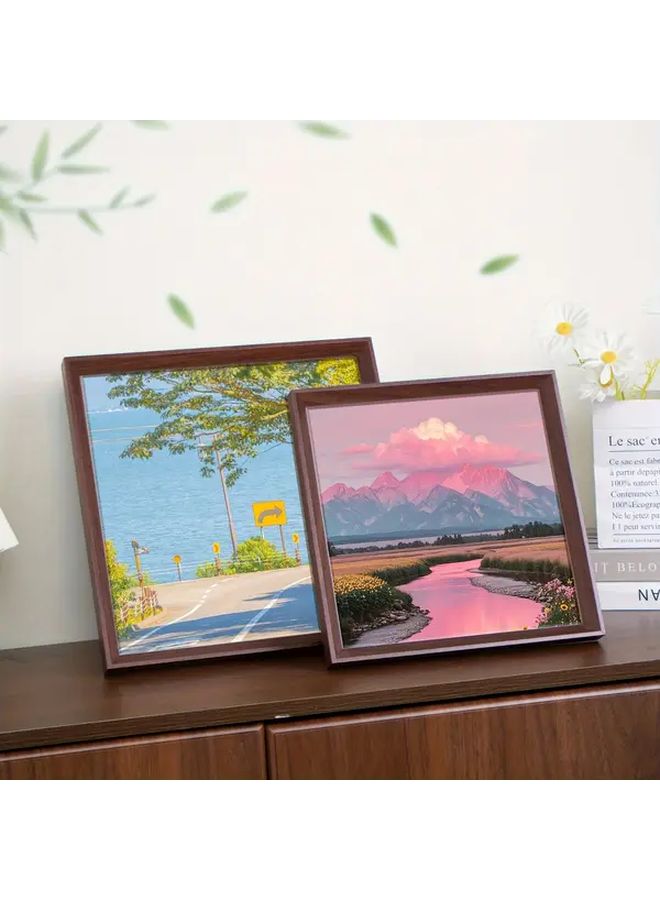 Walnut Color Square Gallery Frame 1pc 9 84x9 84 Inch Multi Panel Wall And Desk Photo Frame - Image 2