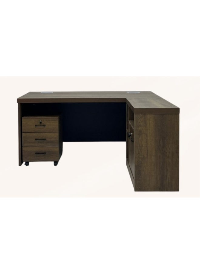 ALWASIT HOME - ALWASIT HOME L shape office tabe|L shape office tabe with drawers |Office Manager Table L Shape|L shape office table for Home | Color White |L 160*W80*H75 cm - Image 1