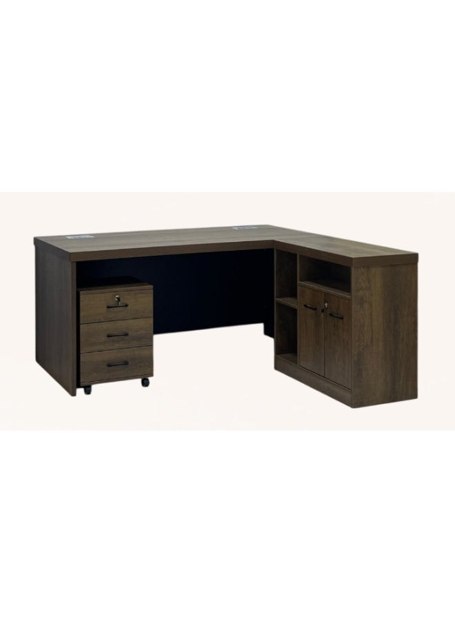 ALWASIT HOME - ALWASIT HOME L shape office tabe|L shape office tabe with drawers |Office Manager Table L Shape|L shape office table for Home | Color White |L 160*W80*H75 cm - Image 1