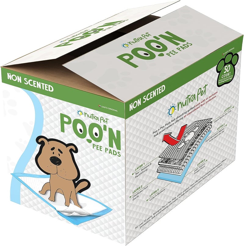 Nutra Pet Nutrapet Poo N Pee Pads Original 60 Cms X 60 Cms 5 X Absorption With Floor Mat Stickers - Image 2