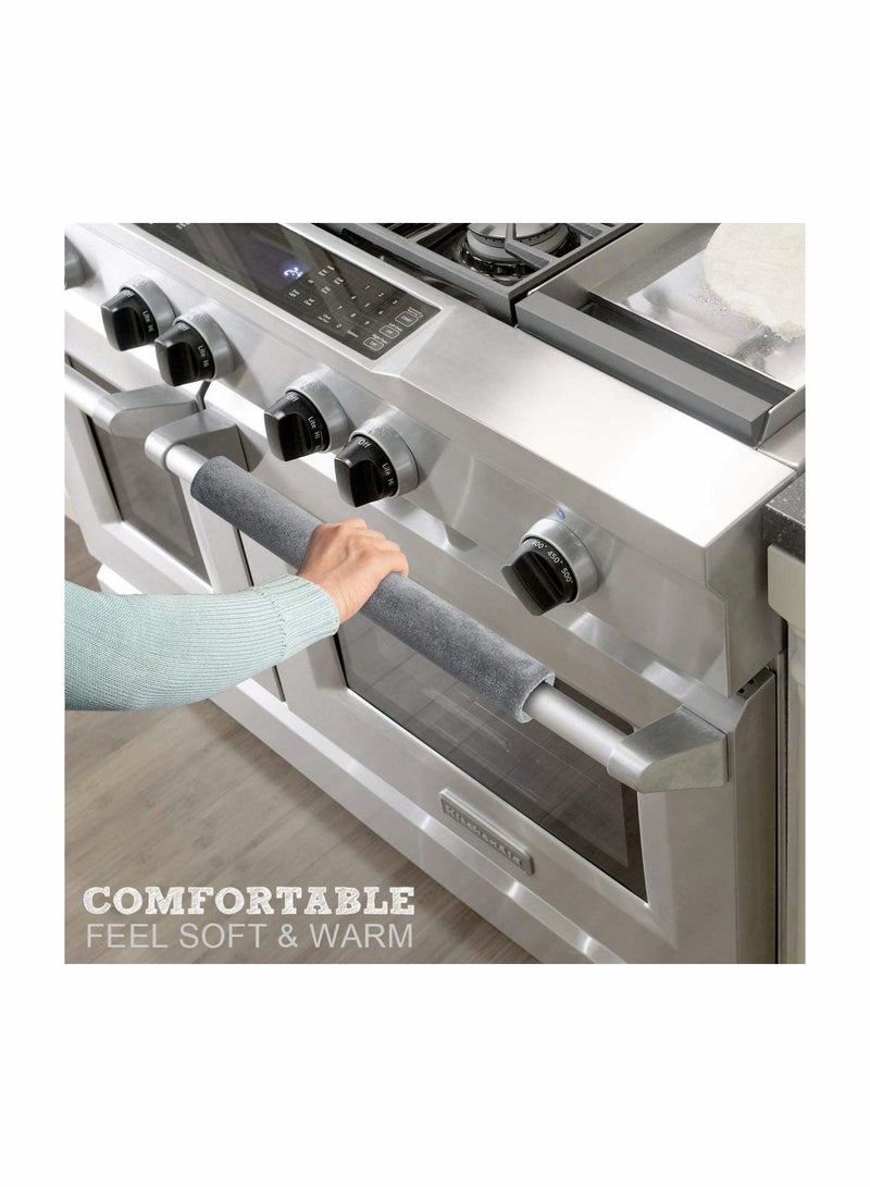 2 قطعة من أغطية مقبض باب الثلاجة بلون سادة ومقابض الثلاجة وقفازات واقية مضادة للانزلاق وأغطية أجهزة المطبخ (رمادي فاتح) - Image 4