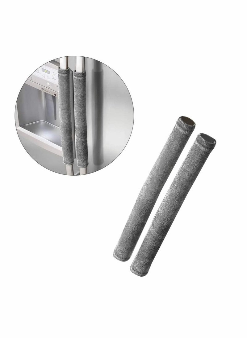 2 قطعة من أغطية مقبض باب الثلاجة بلون سادة ومقابض الثلاجة وقفازات واقية مضادة للانزلاق وأغطية أجهزة المطبخ (رمادي فاتح) - Image 5