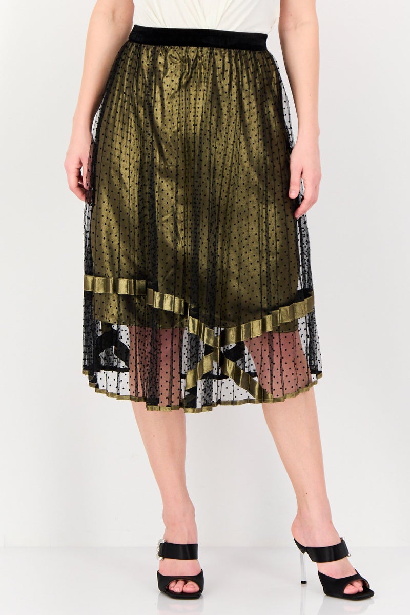 SELECTED Women Textured Mesh Midi Skirt, Multicolor - Image 1
