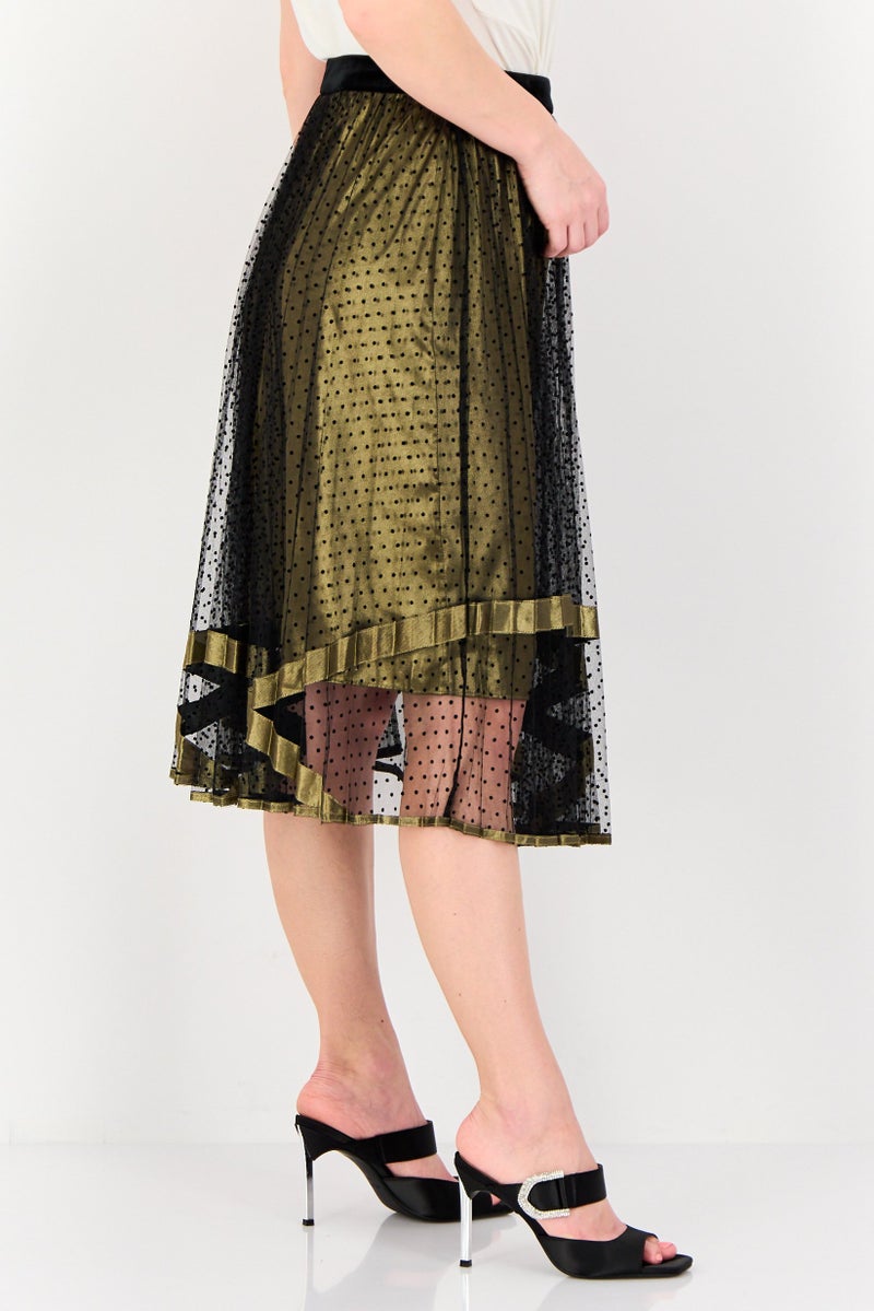 SELECTED Women Textured Mesh Midi Skirt, Multicolor - Image 2
