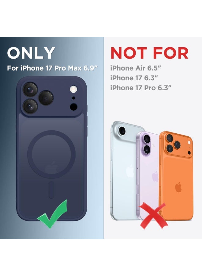 CAPRARO iPhone 17 Pro Max Case Magsafe Strong Magnet Metal Camera Button ， [Full Camera Protection][Screen Protector] Silicone Shockproof Protective iPhone 17 Pro Max Cover Magsafe Accessory Deep Blue - Image 2