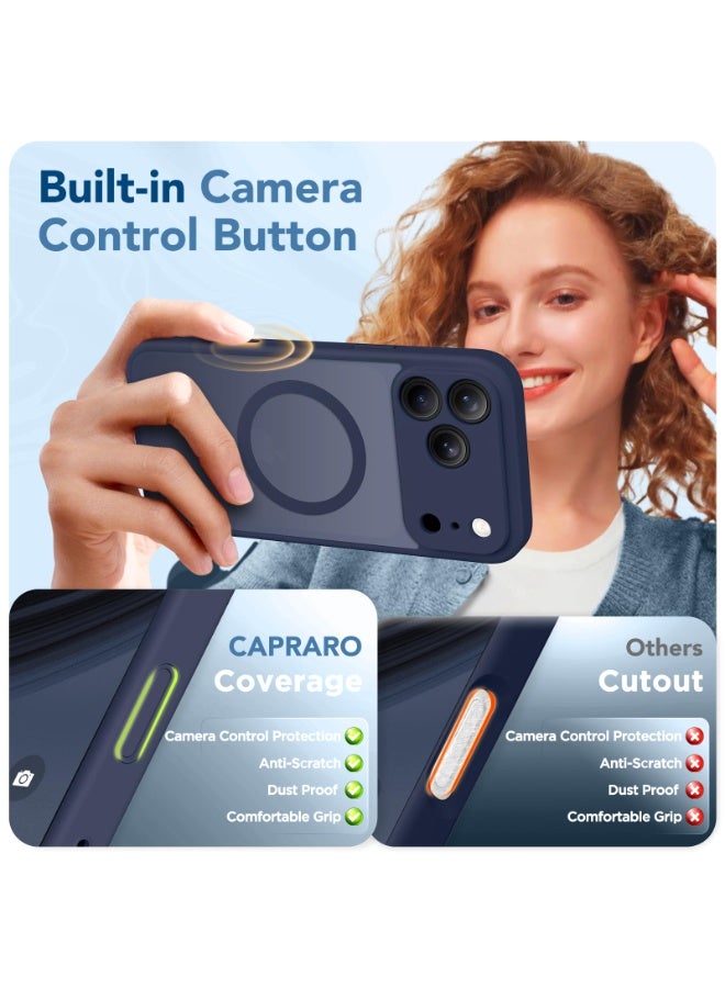 CAPRARO iPhone 17 Pro Max Case Magsafe Strong Magnet Metal Camera Button ， [Full Camera Protection][Screen Protector] Silicone Shockproof Protective iPhone 17 Pro Max Cover Magsafe Accessory Deep Blue - Image 5