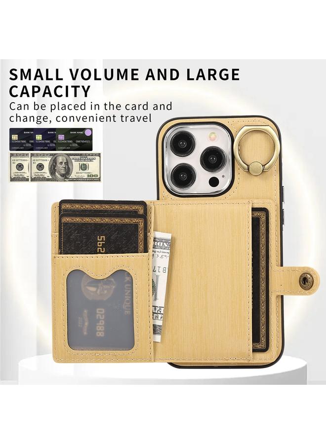 S-TOP Case For iPhone 12 / 12 Pro Brushed Texture Wallet Ring Holder Phone Case - Image 2