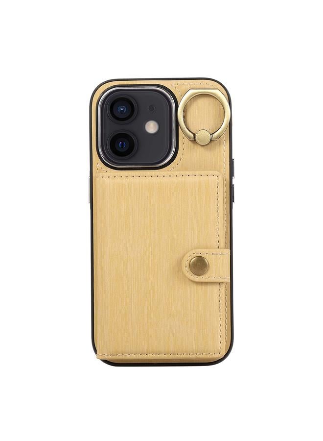 S-TOP Case For iPhone 12 / 12 Pro Brushed Texture Wallet Ring Holder Phone Case - Image 1