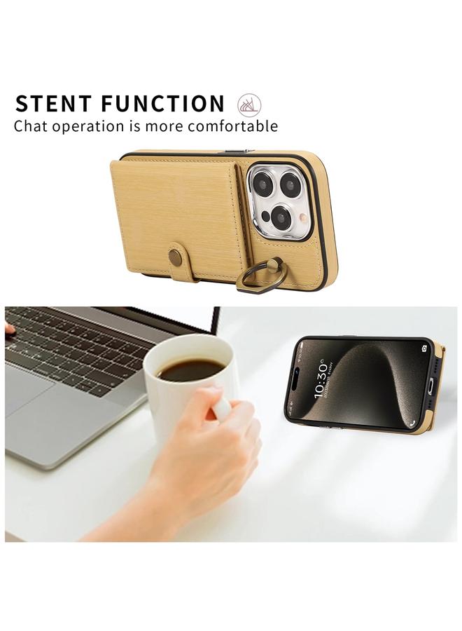 S-TOP Case For iPhone 12 / 12 Pro Brushed Texture Wallet Ring Holder Phone Case - Image 3