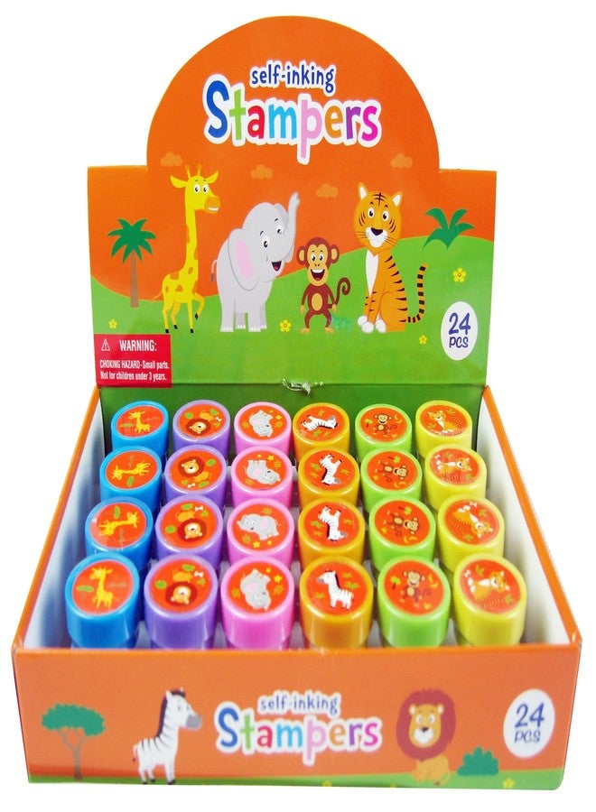 TINYMILLS Tiny Mills 24 Pcs Zoo Jungle Safari Animals Stampers for Kids Fun Jungle Book Animals Birthday Party Supplies Goodie Bag Stuffers Pinata Fillers Party Favor Bag Fillers - Image 1