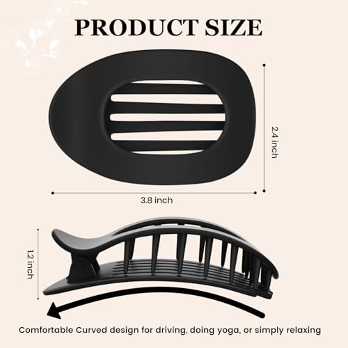Xfopz 4 PCS Flat Hair Clips, Round Lay Down Claw Clips for Women Girls, French Strong Hold Hair Barrettes for Thick Thin Hair, Comfortable Curved Flat Clips for Lying, Driving - Image 2