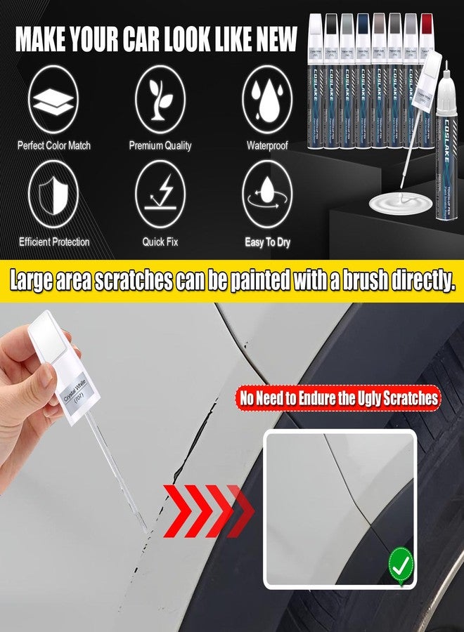 COSLAKE Car Touch Up Paint(Platinum Grey(731)) for Volvo, Car Paint Scratch Repair Kit, Quick & Easy Solution to Repair, Scratch Remover Pen with 2PCS Disposable Micro Applicators - Image 4