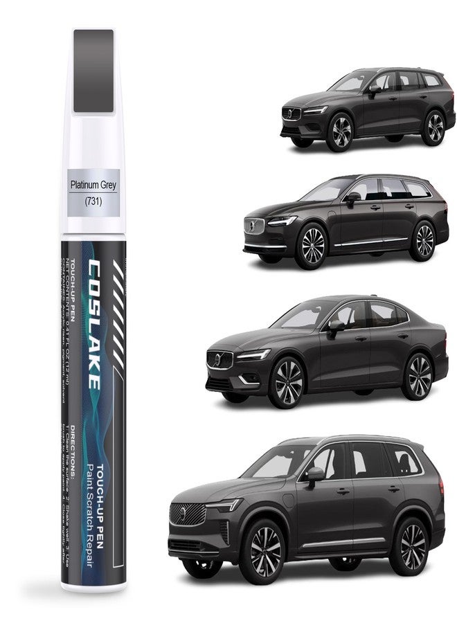 COSLAKE Car Touch Up Paint(Platinum Grey(731)) for Volvo, Car Paint Scratch Repair Kit, Quick & Easy Solution to Repair, Scratch Remover Pen with 2PCS Disposable Micro Applicators - Image 1