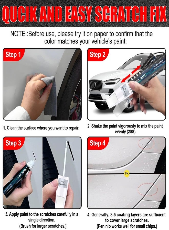 COSLAKE Car Touch Up Paint(Platinum Grey(731)) for Volvo, Car Paint Scratch Repair Kit, Quick & Easy Solution to Repair, Scratch Remover Pen with 2PCS Disposable Micro Applicators - Image 5