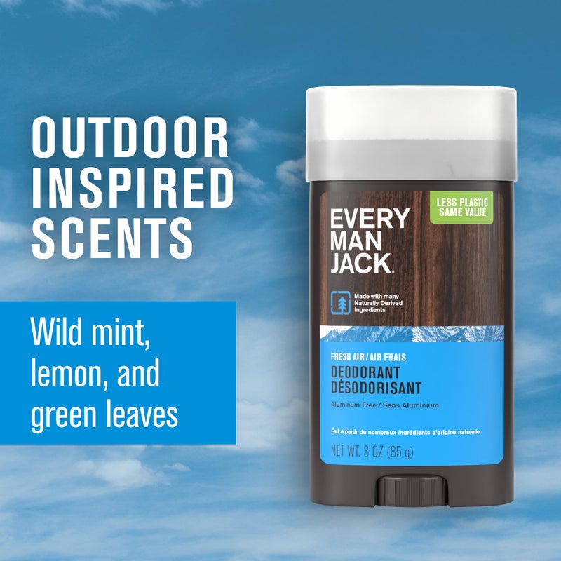 Every Man Jack Fresh Air Menâ€™s Deodorant - Stay Fresh with Aluminum Free Deodorant For all Skin Types - Odor Crushing, Long Lasting, with Naturally Derived Ingredients - 3oz (2 Pack) - Image 4