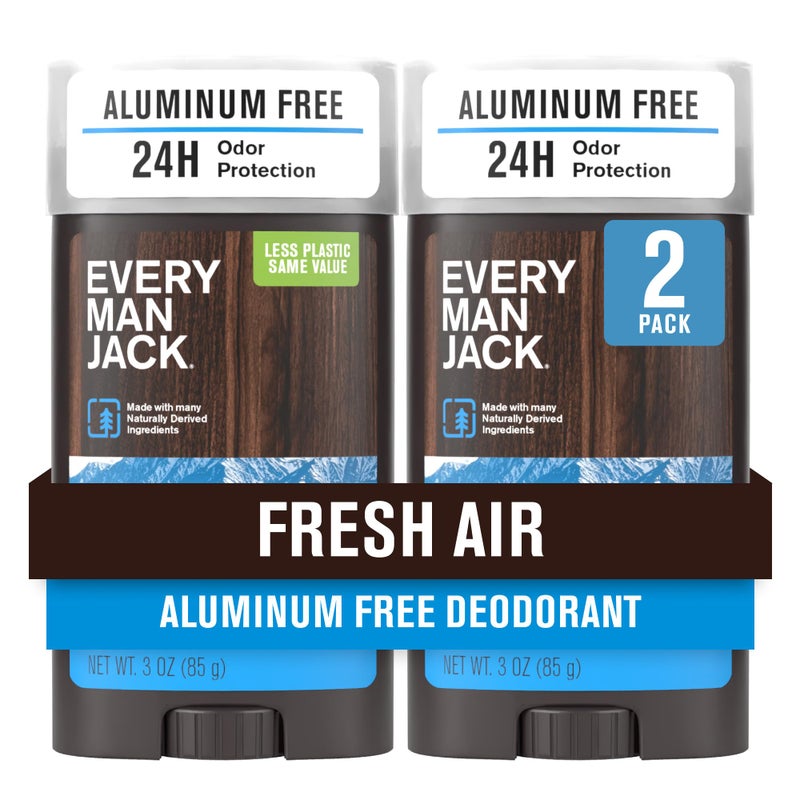 Every Man Jack Fresh Air Menâ€™s Deodorant - Stay Fresh with Aluminum Free Deodorant For all Skin Types - Odor Crushing, Long Lasting, with Naturally Derived Ingredients - 3oz (2 Pack) - Image 1