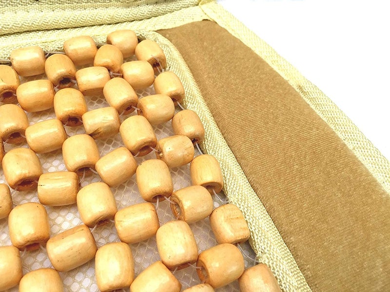 DHANVINE Car Wooden Bead Seat with Beige Velvet Border Seat Cover Acupressure Design Compatible with Hyundai Santro Xing - Image 4